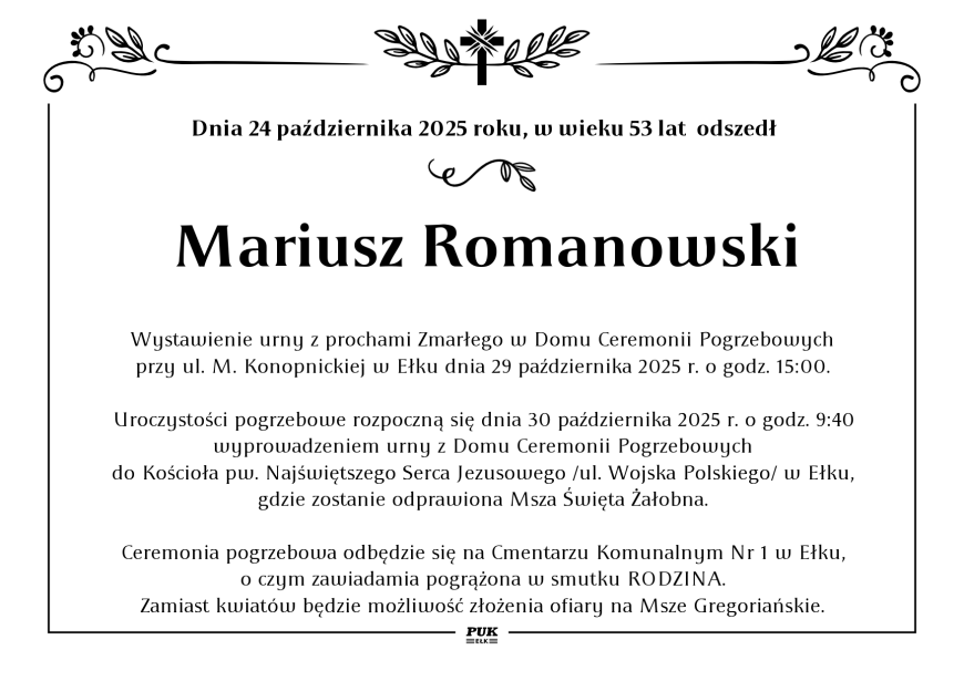 Mariusz Romanowski - nekrolog
